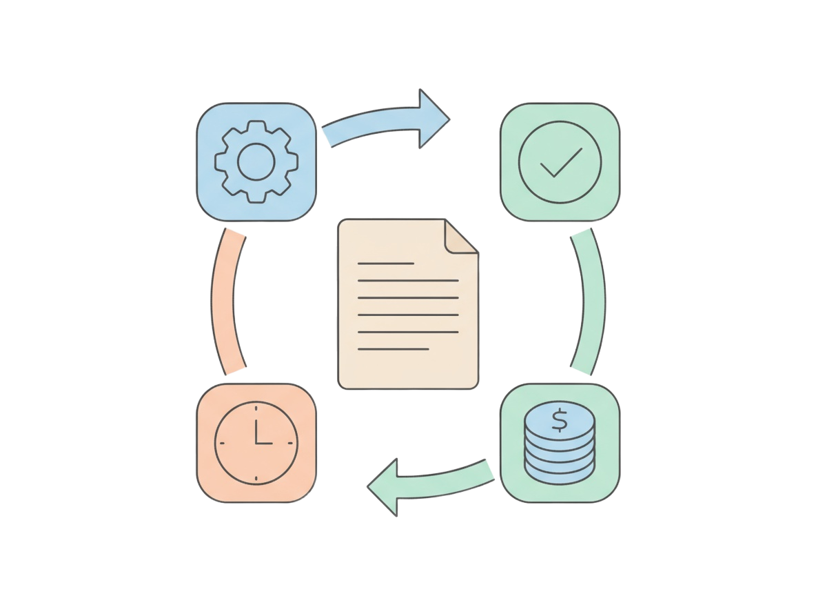 Minimal graphic showing organized accounts payable workflow